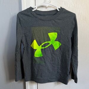 Under Armour Kids Long Sleeve Shirt - Charcoal and Neon Green